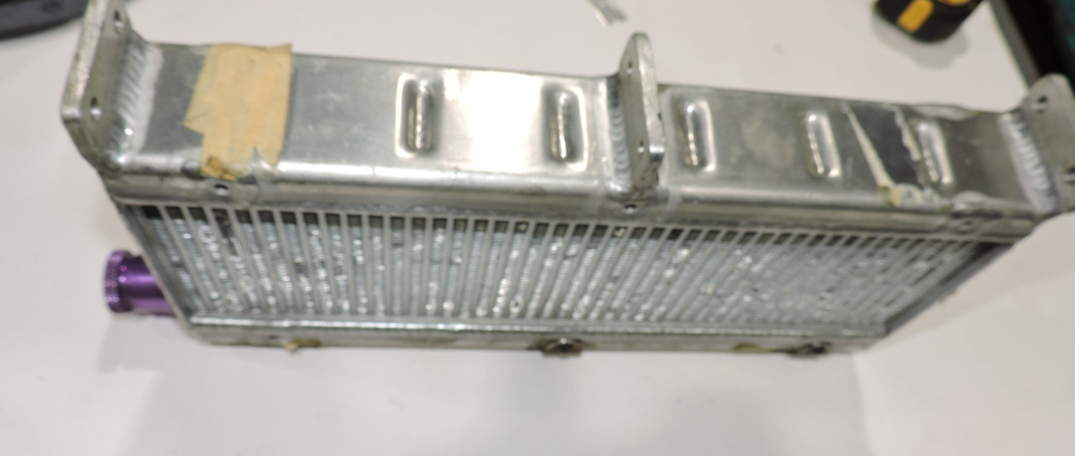 Aluminum oil cooler 14" x 6" x 2" Wiggins outlets brackets for mounting NASCAR