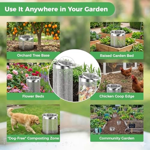 2 Pack Worm Composter Worm Bin, Stainless Steel Inground Compost Bin with