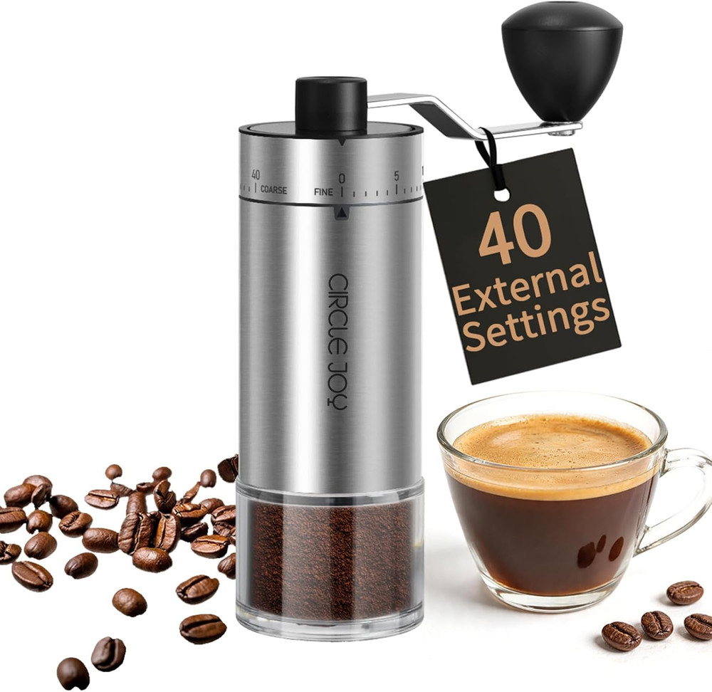 Manual Coffee Grinder with 40 External Adjustable Settings and Ceramic Conical B