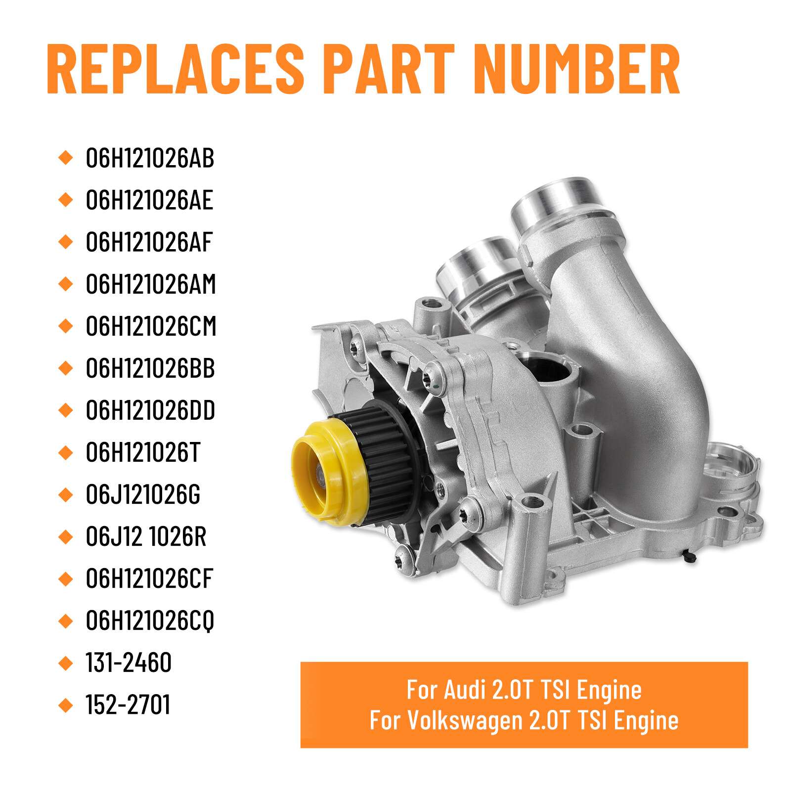 Aluminum Water Pump For Audi A3 A4 TT For VW Tiguan Jetta Golf GTI Eos Beetle CC