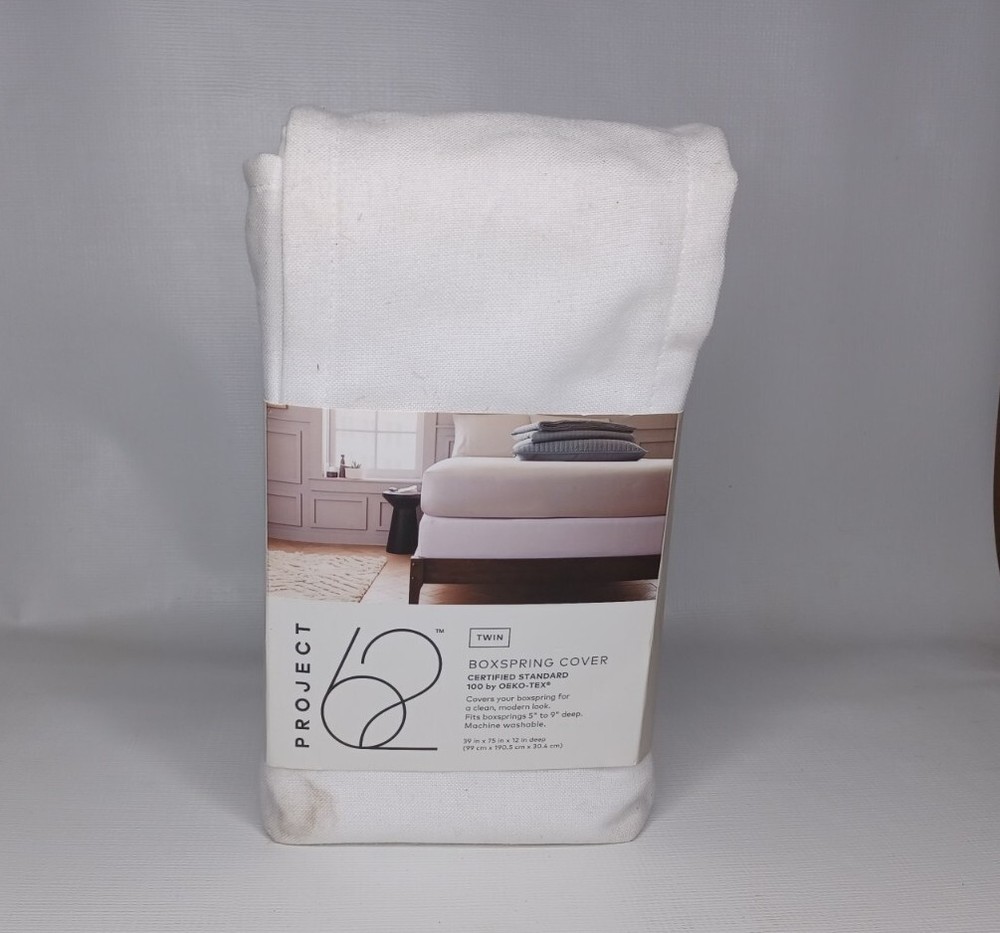 Project 62 Twin Boxspring Cover True White New