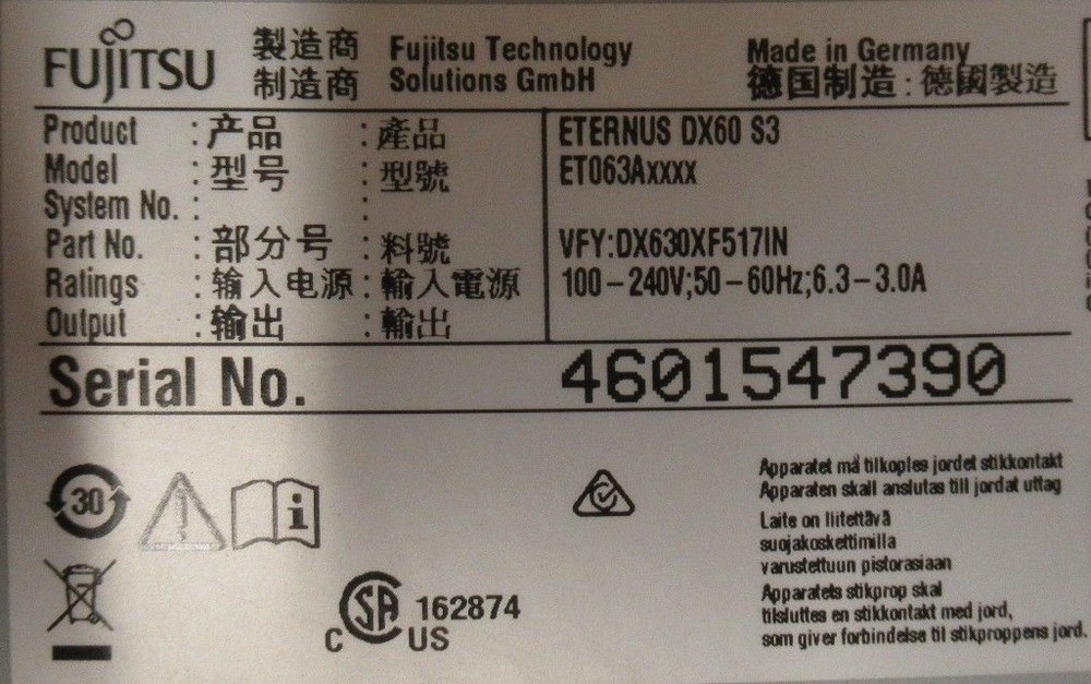 Fujitsu Eternus DX60 S3 24 Bay iSCSI 10GBps Dual Controller Disk Storage System