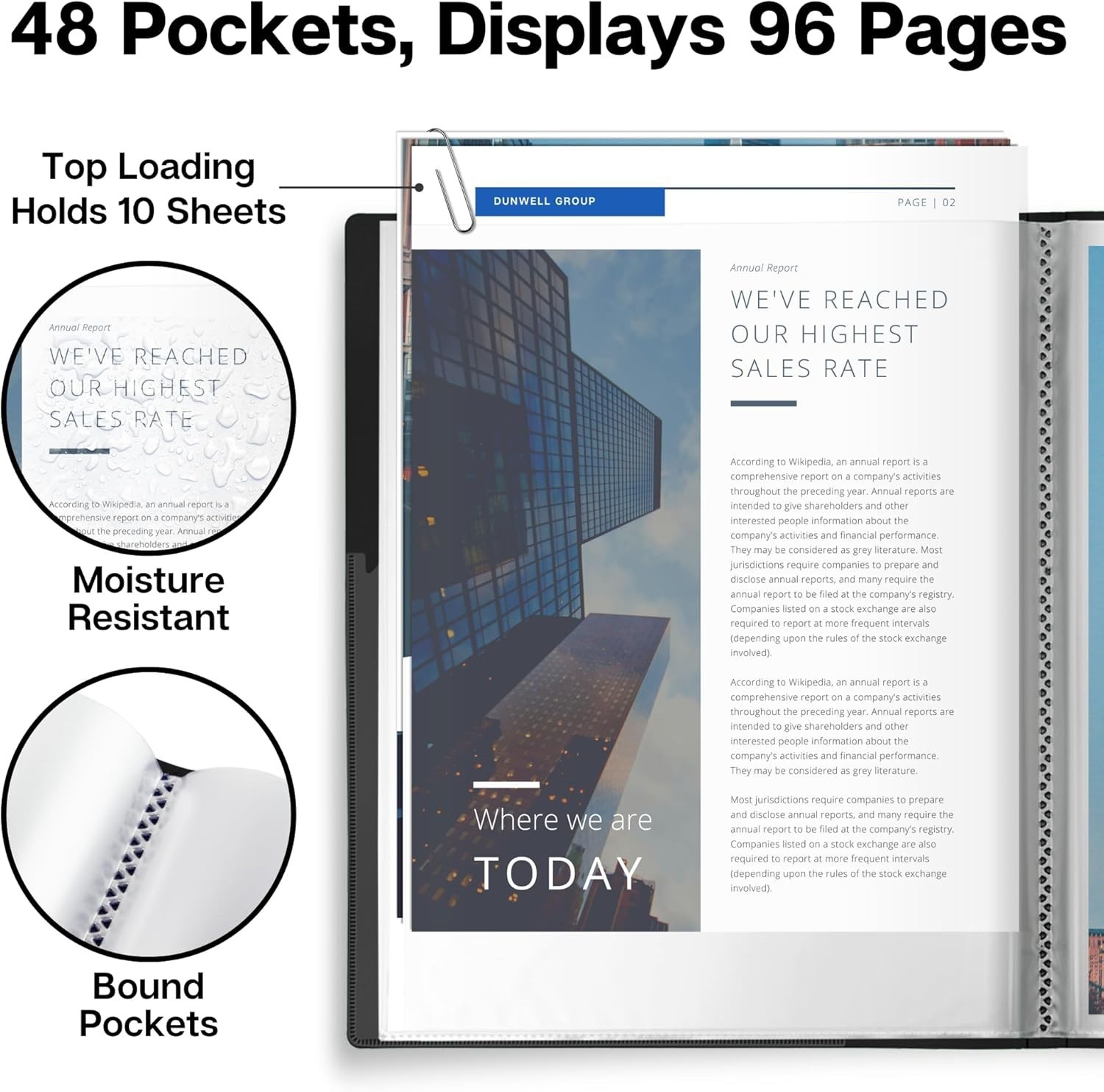 8.5x11 Portfolio Binder - 48-Pocket Organizer for Long-Term Protection