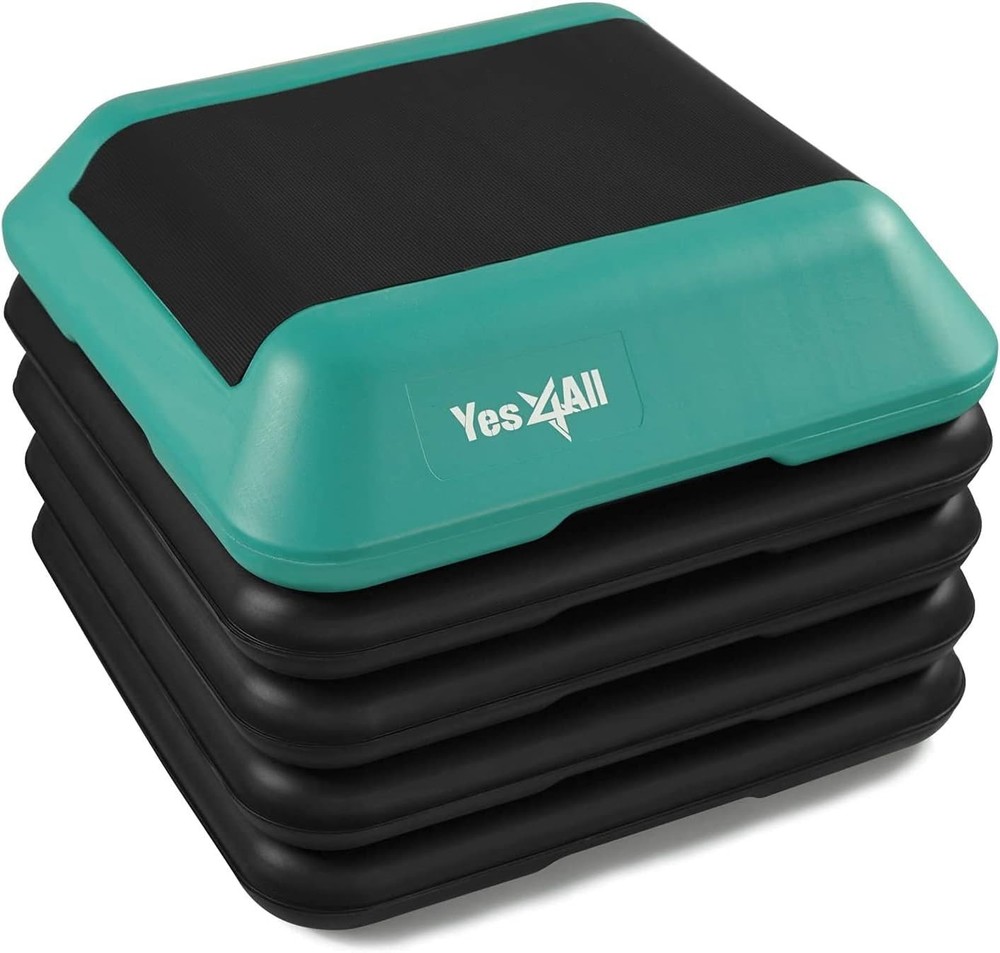 16"x16" Adjustable High Step Aerobic Platform with 4 Risers, Height-Adjustable