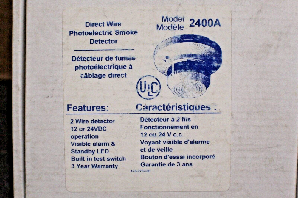 SYSTEM SENSOR 2400A DIRECT WIRE PHOTOELECTRIC SMOKE DETECTOR