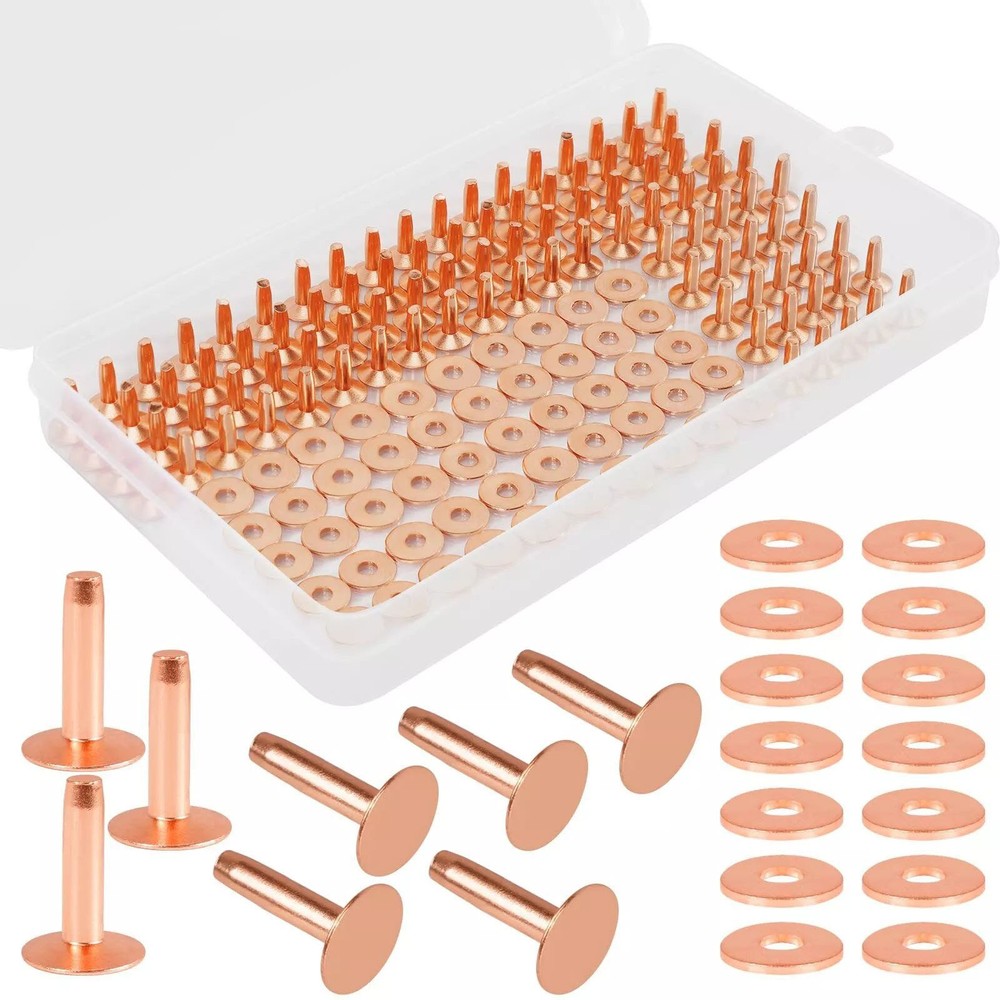 77* #9 Copper Rivets&Burrs For Leather Craft Products Smooth Face&No Pattern