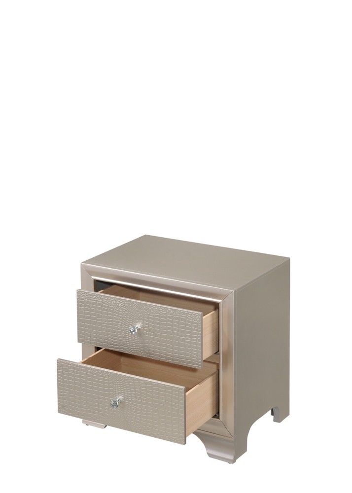 Modern 3pc Full Size Upholstered LED Backlit HB Panel Bed Chest Nightstand Set