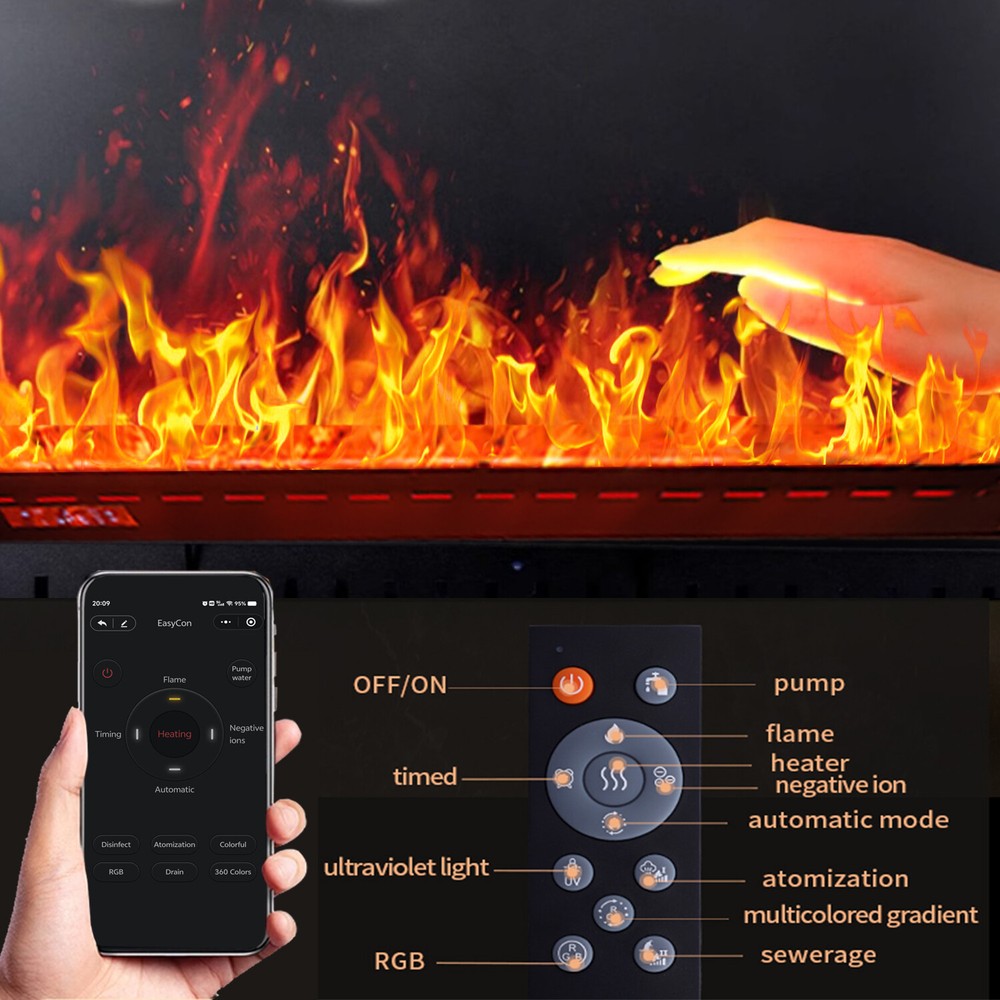 Electric Fireplace-Multiple App Water Vapor Fireplace 3D Atomizing Fireplace