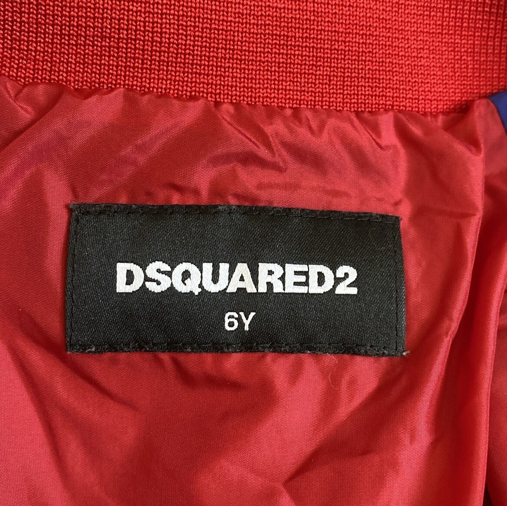 Dsquared2 Ds2 Boys Lightweight Bomber Jacket Red Blue Size 6Y