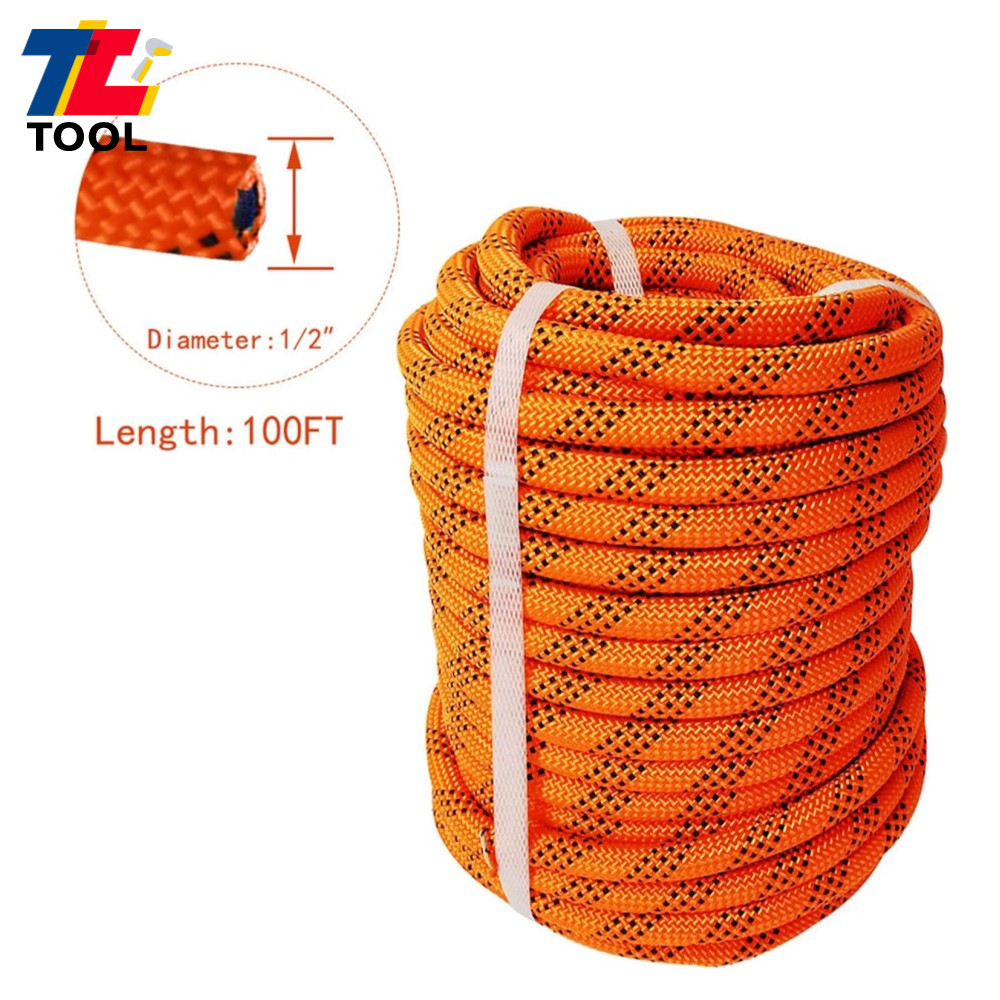 6180Lbs 1/2" × 100' Double Braid Polyester Rope Breaking Strength Bull Rope