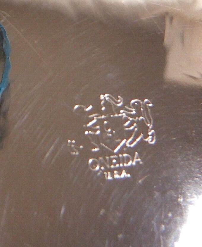 Silverplate Oneida USA Tray with Scroll Etching Raised Rim Pierced Design 13"