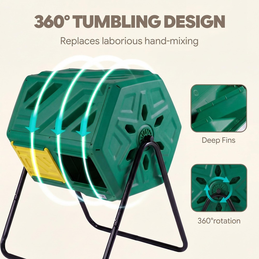 43 Gallon Compost Bin with Gloves, Fast Assembly & Easy Setup Outdoor Compost...