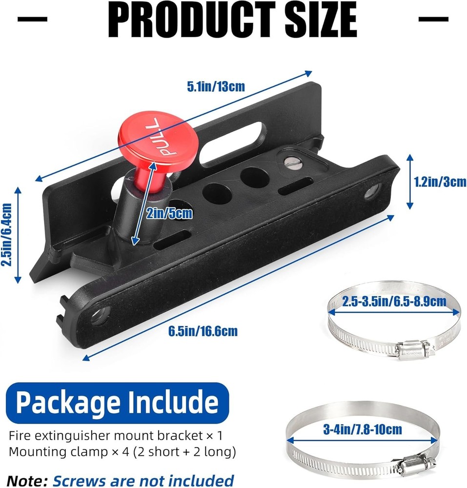Aluminum Fire Extinguisher Mount Bracket Kit Adjustable Quick Release Roll Ba...
