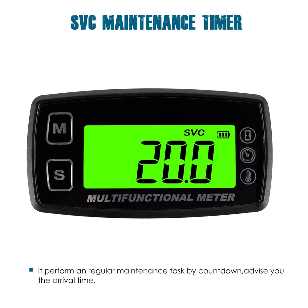 RL-HM035T-TS003 Digital Engine Temp Gauge Hours Tachometer, Backlight Display...