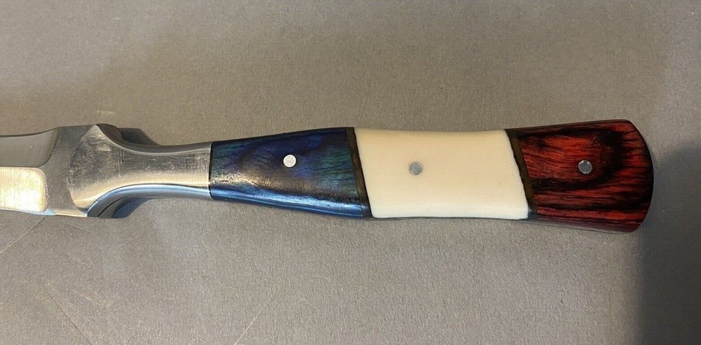 CUSTOM DOUBLE EDGED DAGGER KNIFE LEATHER SHEATH PATRIOTIC HANDLE