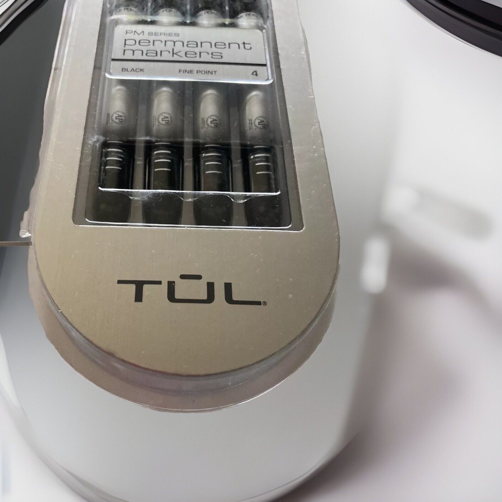 TUL Permanent Markers, Fine Point, Silver Barrel, Black Ink, 4 Pack
