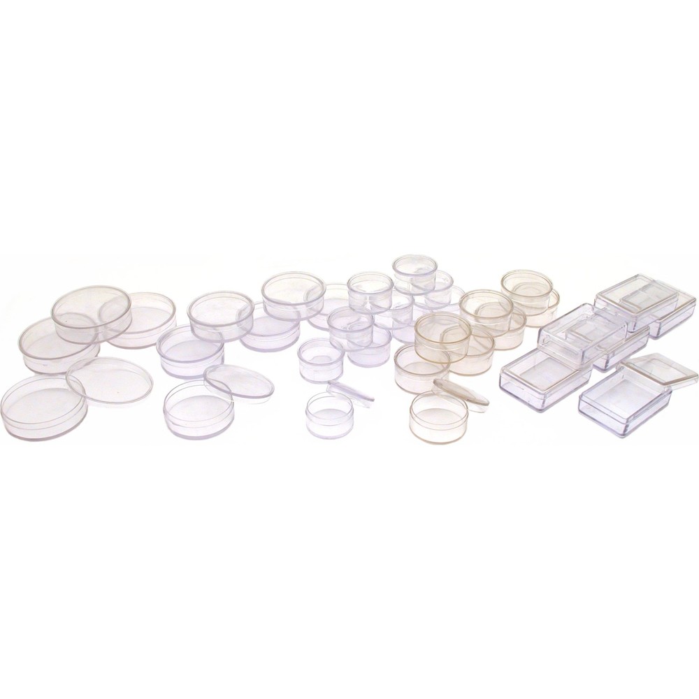 35 Bead Clear Jars Round Rectangle Beading Storage Container Containers
