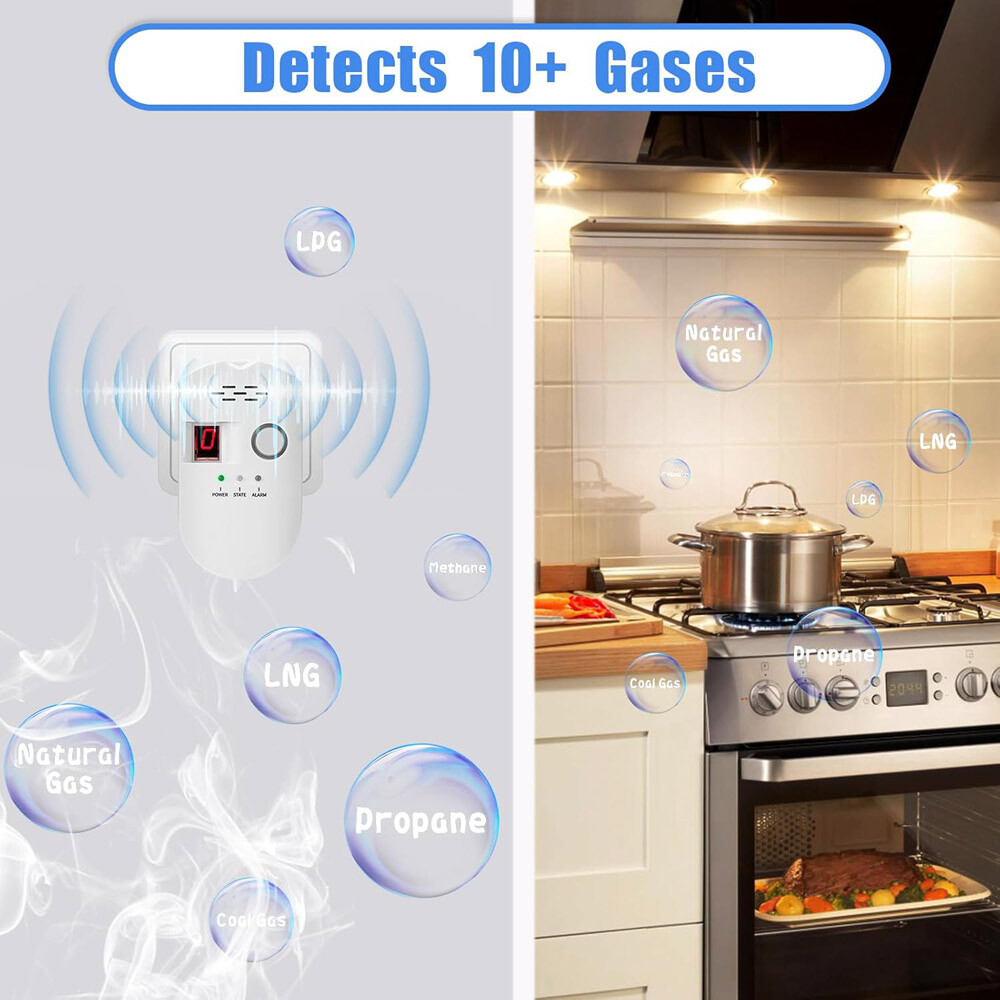 2PC Digital Gas Leak Detector Alarm Sensor Propane Butane Methane Natural Catch