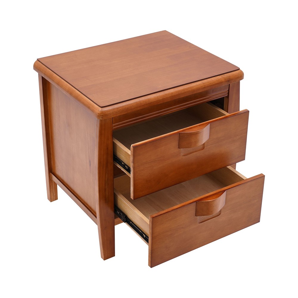 Walnut Nightstand, Bedside Table, Sofa Side Table, Storage Cabinet W/ 2 Drawers