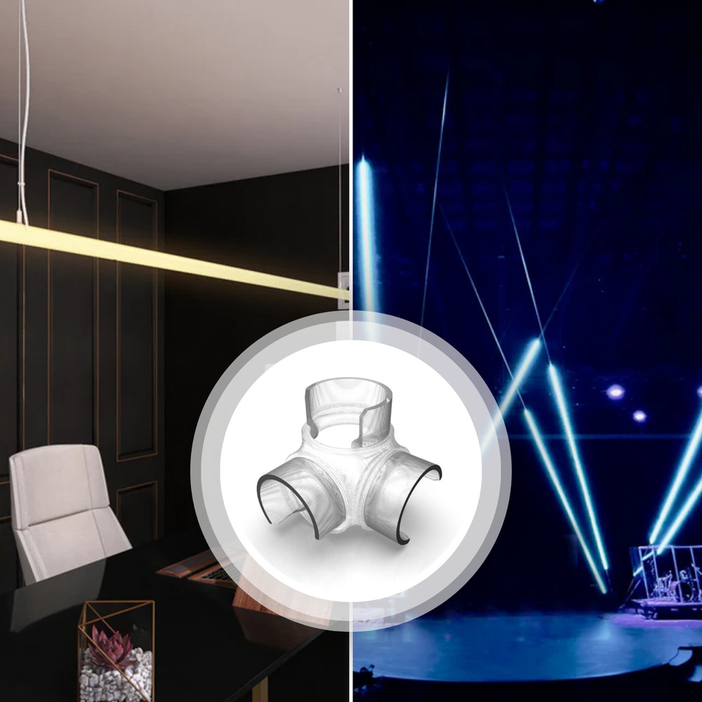 Wired4Signs Translucent Elbow with Crossing Oslo Profile Round Diffuser Joint