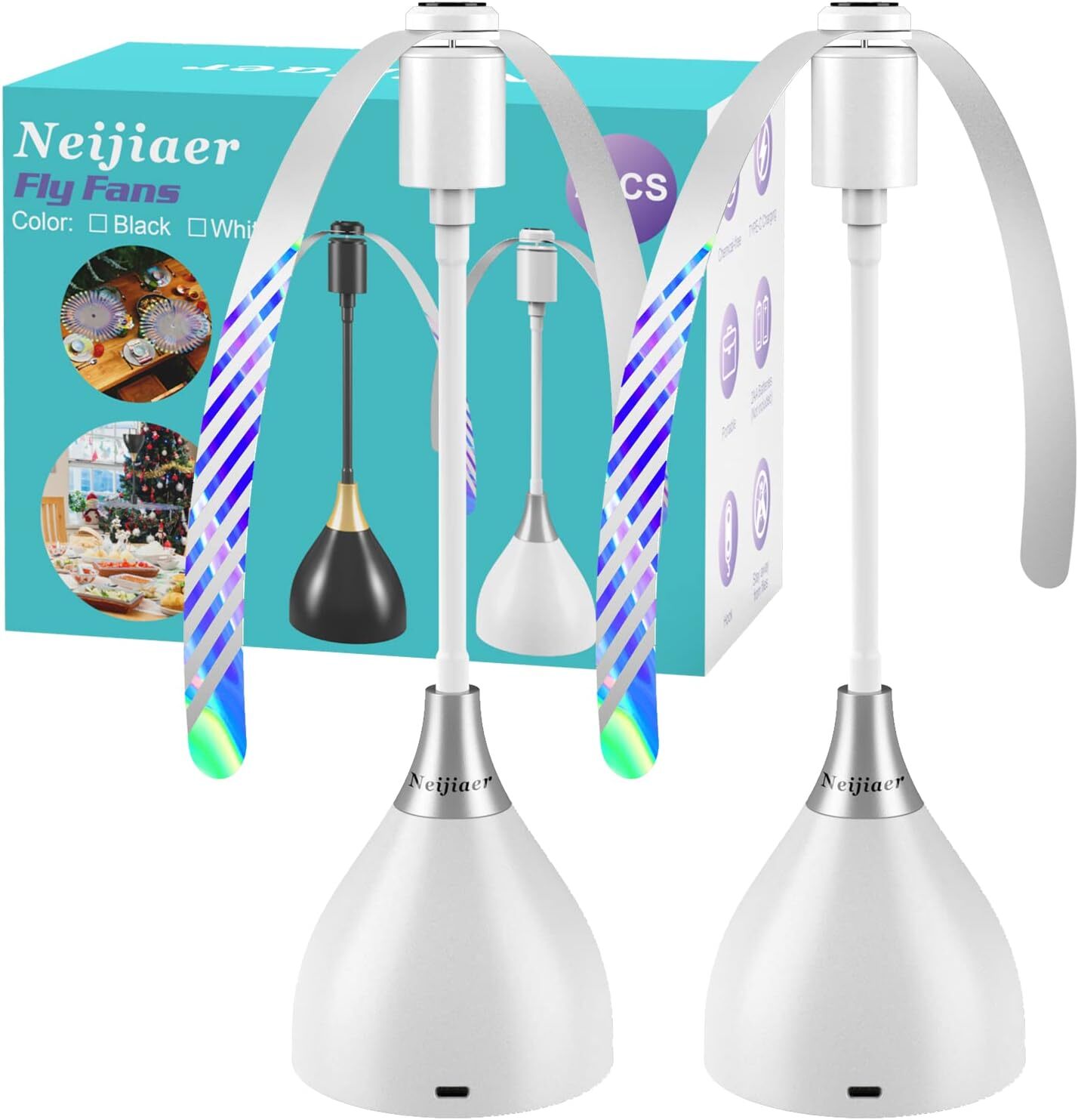 2/3/4PCS Fly Fans for Tables, Fly Repellent Fan Indoor Outdoor for Picnic, Party