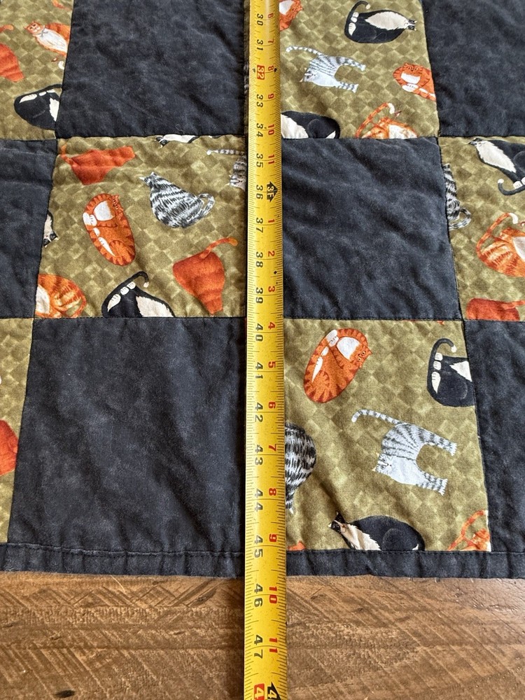 Project Linus Cat Kitty Quilt Patchwork Square Block Lap Blanket 35”X45”