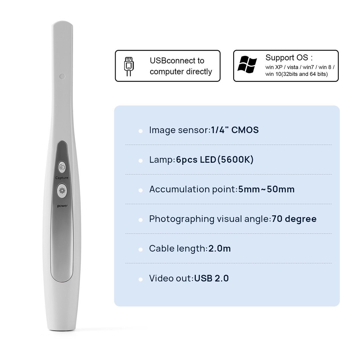 Dental Intraoral Camera USB Digital Imaging Intra Oral HD LED Camera Adjustable