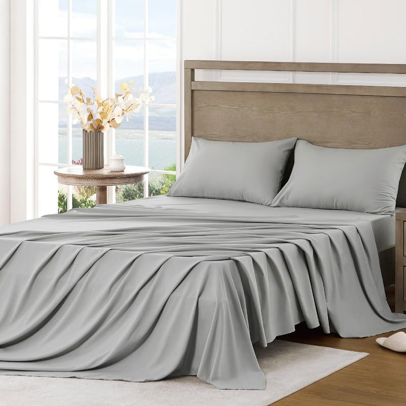 Bed Sheets - Ultra Soft Sheets for Bed - Brushed Twin 03 - Light Grey