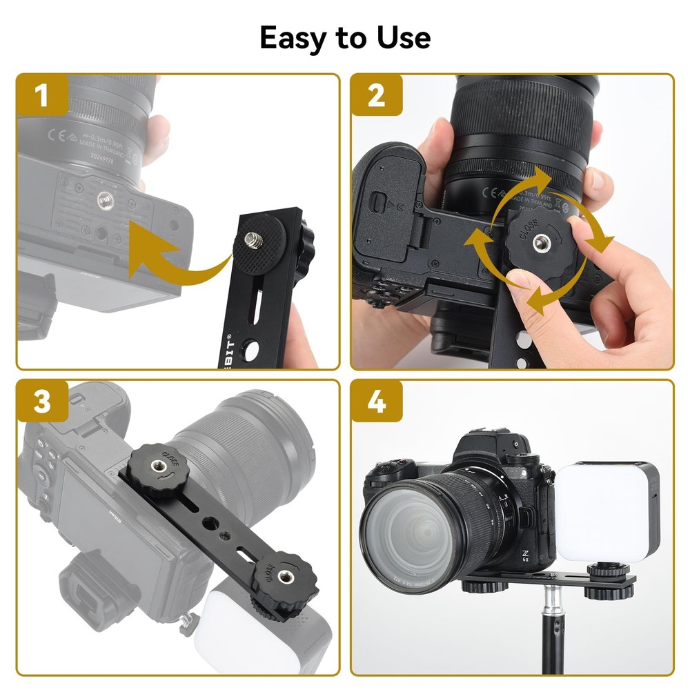 5 inch Flash Bracket, Long Dual Camera Mount Flash Bracket Extension Bar with...