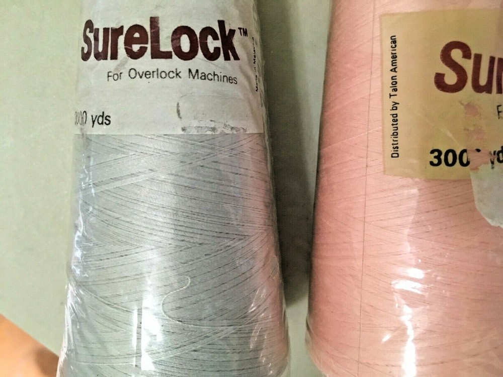 2 Spools SURELOCK for Overlock Machines Thread 3000 yd. each - Nickle & Pink
