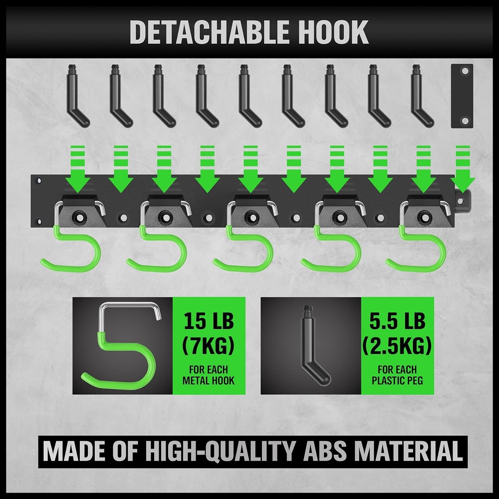 SWANLAKE Plastic 64 Inch Adjustable Storage System, Wall Mounted Hooks Tool O...