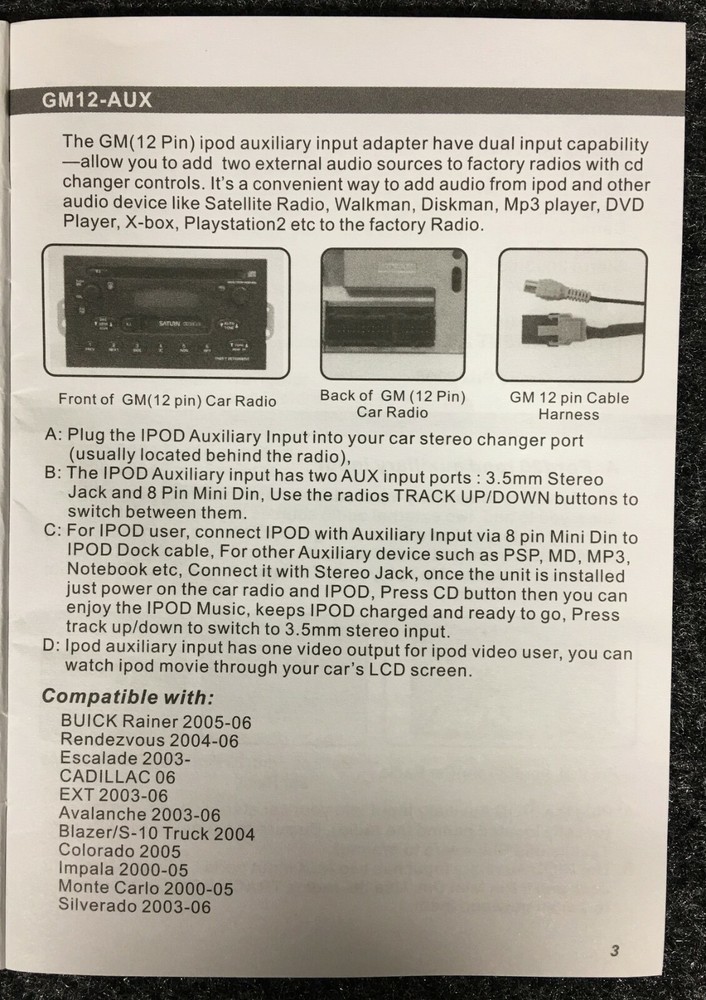AXXESS AIP-GM01-ID iPOD Auxiliary Input