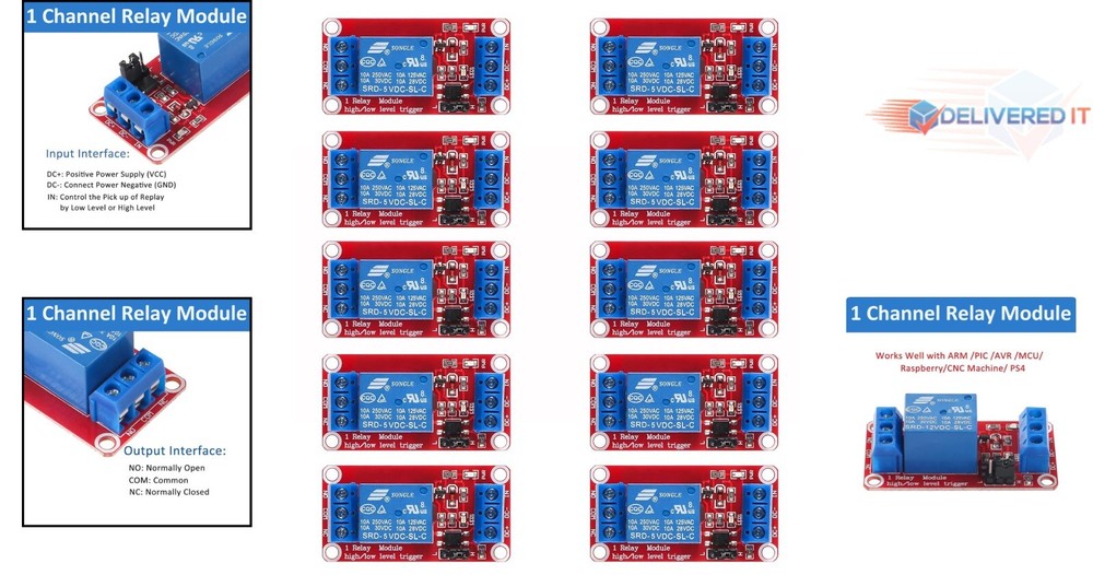 10pcs 5V Relay Module Optocoupler Isolation 1 Channel Switch for Circuits