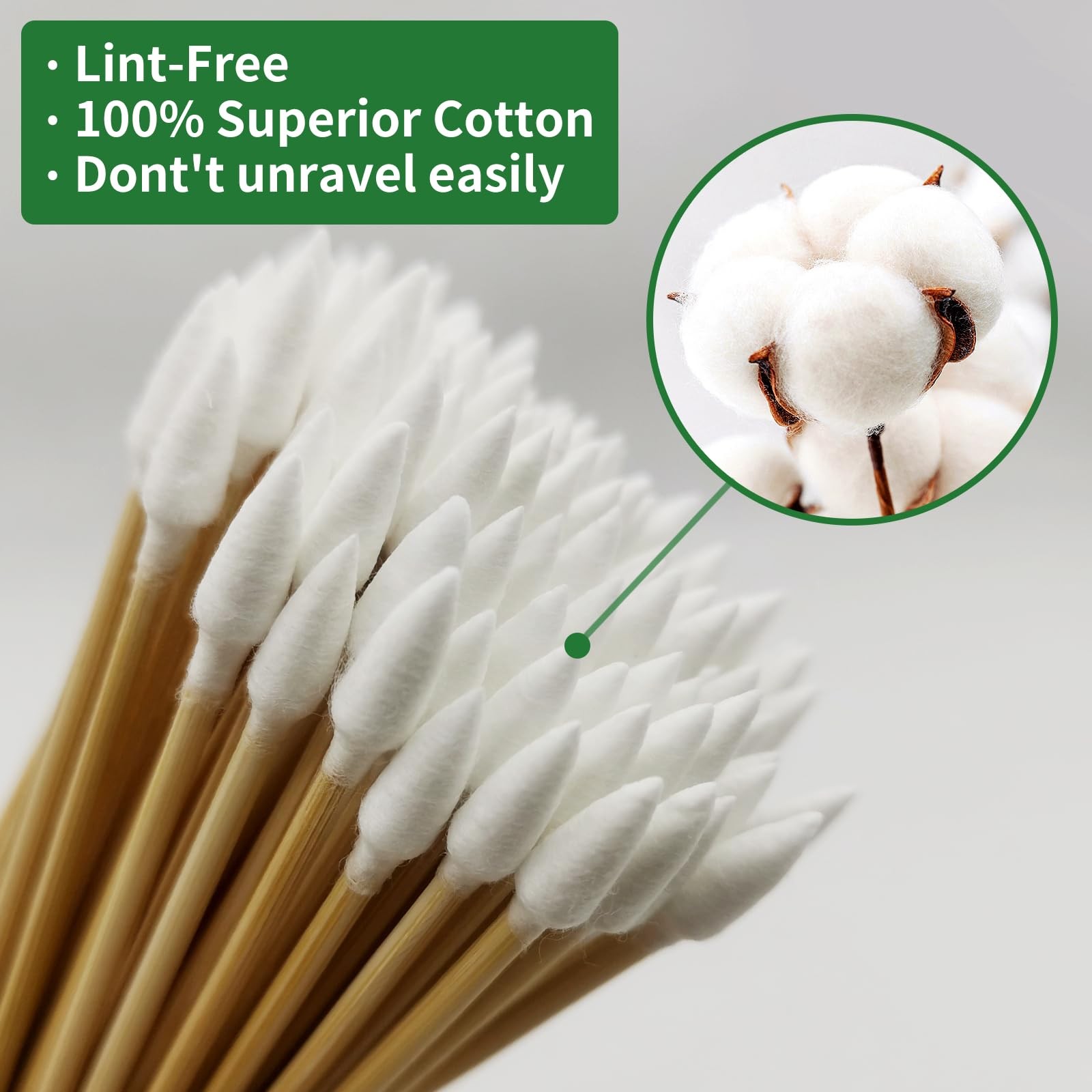 200PCS Pointed Cotton Swabs 6in Strong Bamboo Sticks Biodegradable Cotton Tips