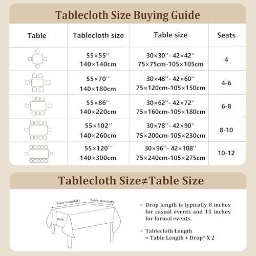 Rustic Cotton Linen Table 86" x 55" (Rectangular) Beige, Wine Leaf
