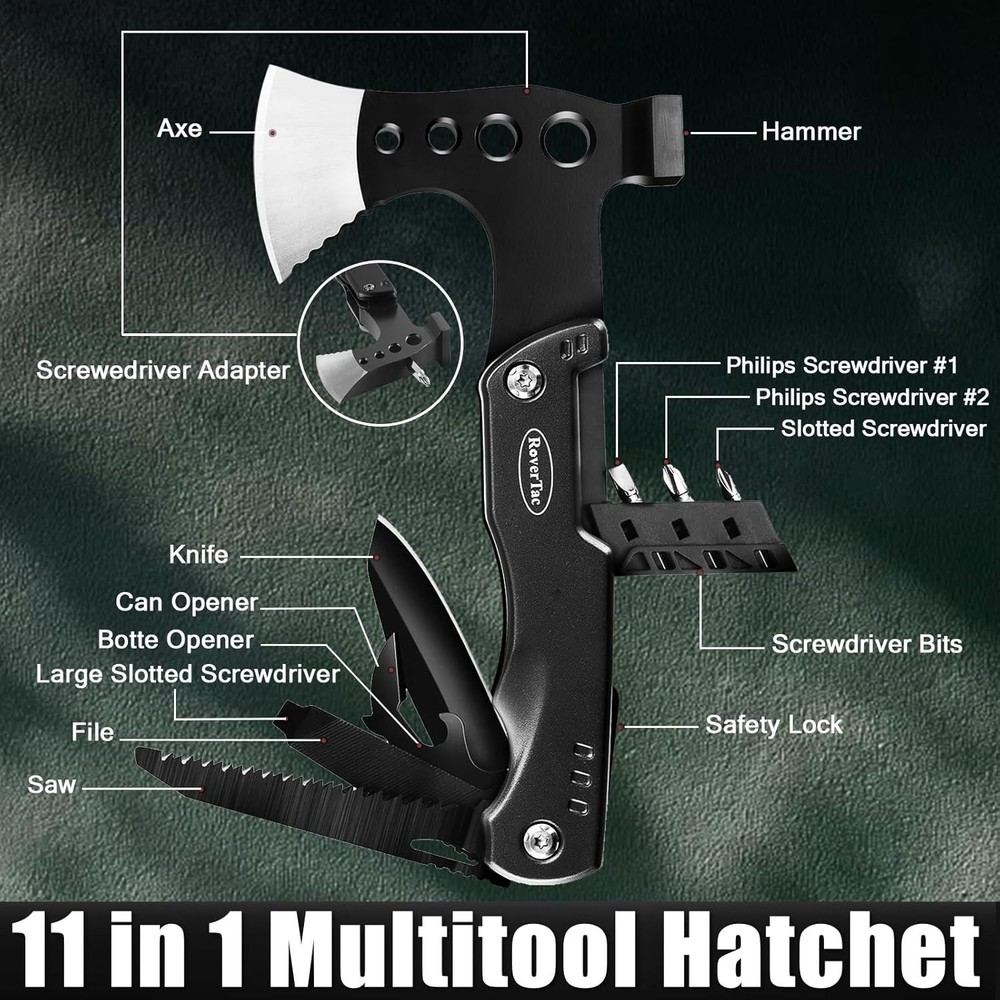 Unique Gift Box for Dad with Best Dad Ever Design Multitool Axe and Flashlight