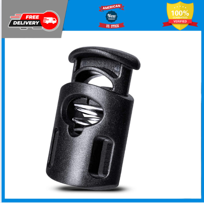 10 Pack Plastic Cord Locks Stopper Single Hole Spring Toggle Upgraded Black New