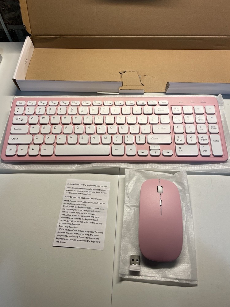 mini pink wireless keyboard and mouse 100% Tested WORKS