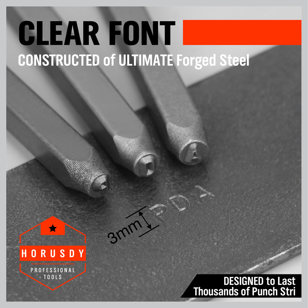 37pc Number and Letter Punch Set Hardened Steel Metal Die Jewelers w/Case