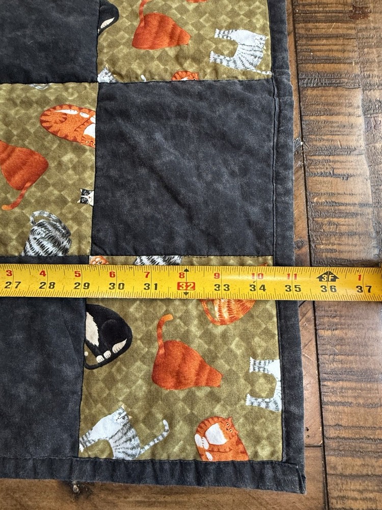 Project Linus Cat Kitty Quilt Patchwork Square Block Lap Blanket 35”X45”