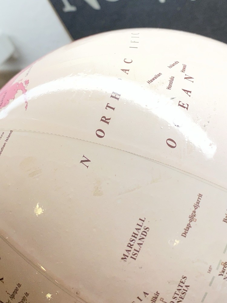 World Globe Pink With Gold Tone Solid Stand Desktop