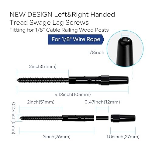 Pairs Cable Railing Kit,Invisible Crimp Fitting Cable Railing 10 Black