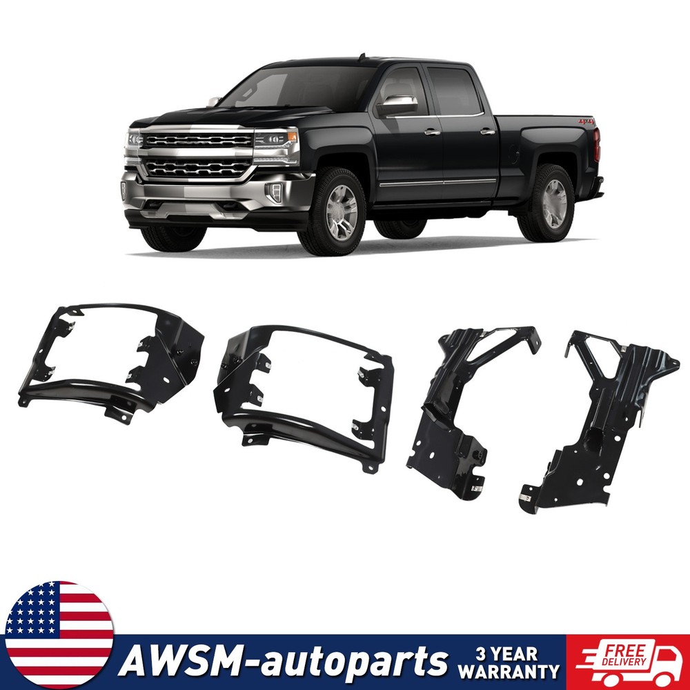 Front Bumper Support & Mount Bracket For Silverado 1500 2016-2017 2018 4PCS