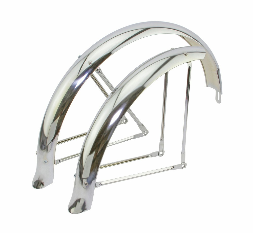 ORIGINAL! 24 FLARED ADJUSTABLE BALLOON FENDER SET CHROME.