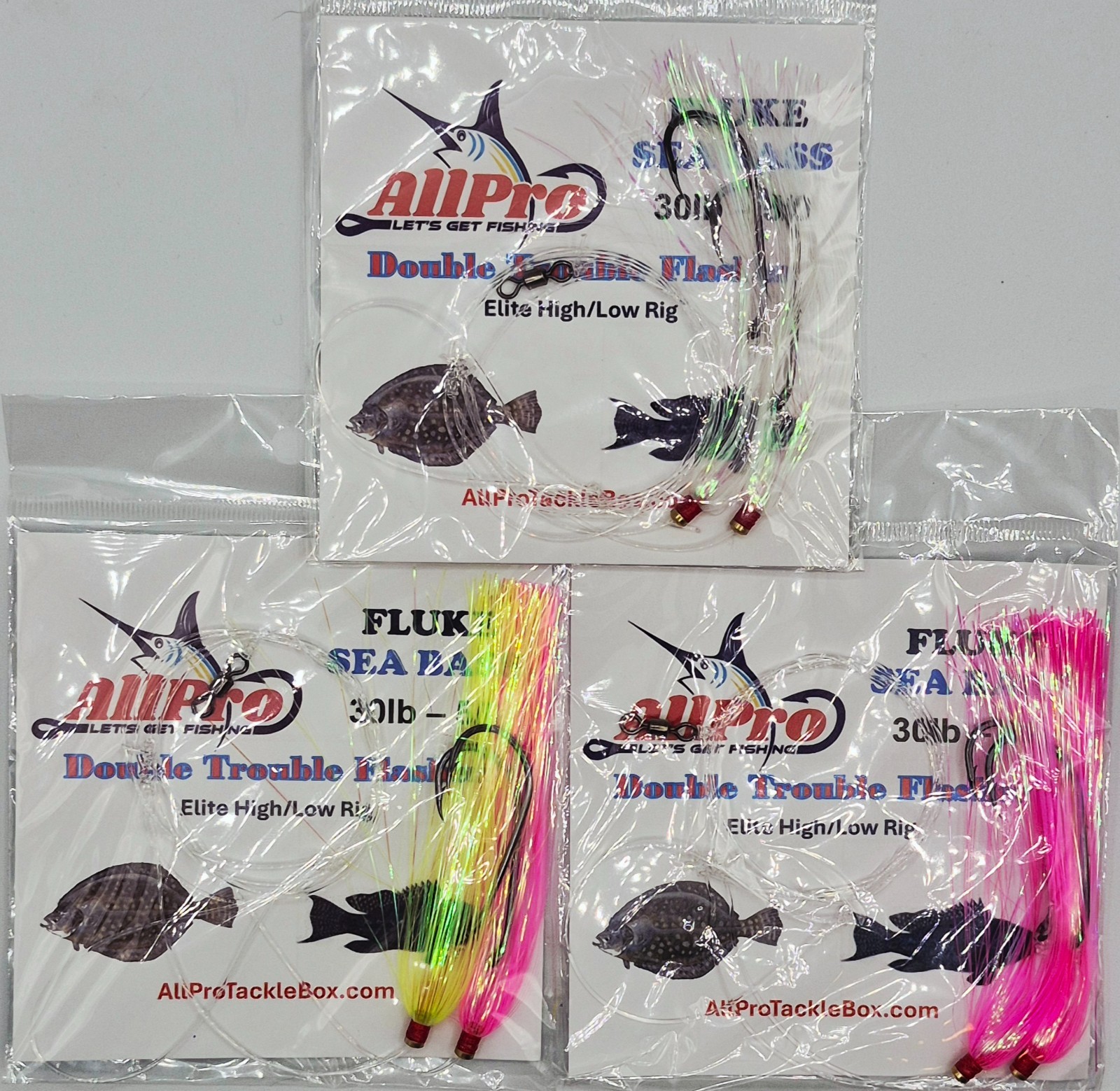 5 Pack: High/Low Rig, Hi/Lo Rig, Chicken Rig, Fluke Rig, Flounder Rig, Sea Bass