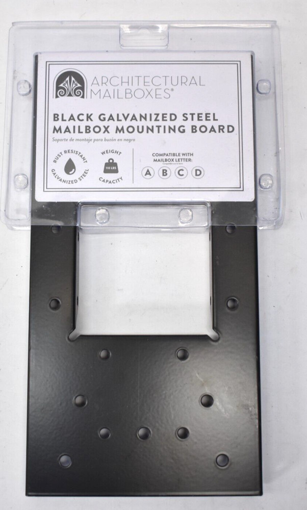 Architectural Mailboxes Black Galvanized Steel Mailbox Mounting Board 4" x 4"