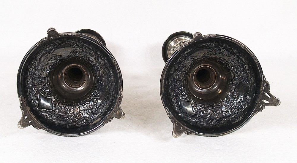Antique Russian 84 Silver Sabbath Candlesticks