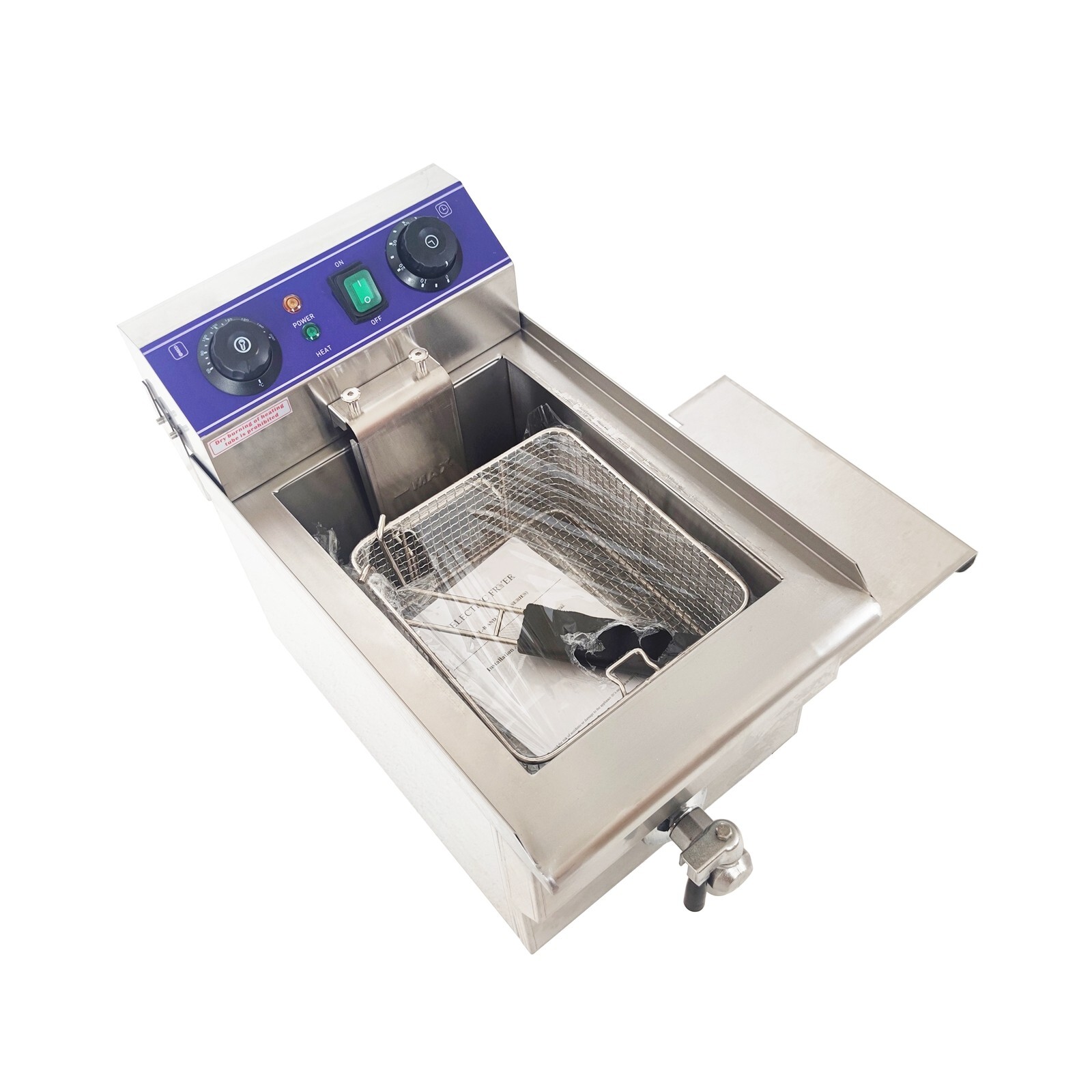 110V Commercial Single Cylinder Electric Deep Fryer 10L with Oil Nozzle 10L