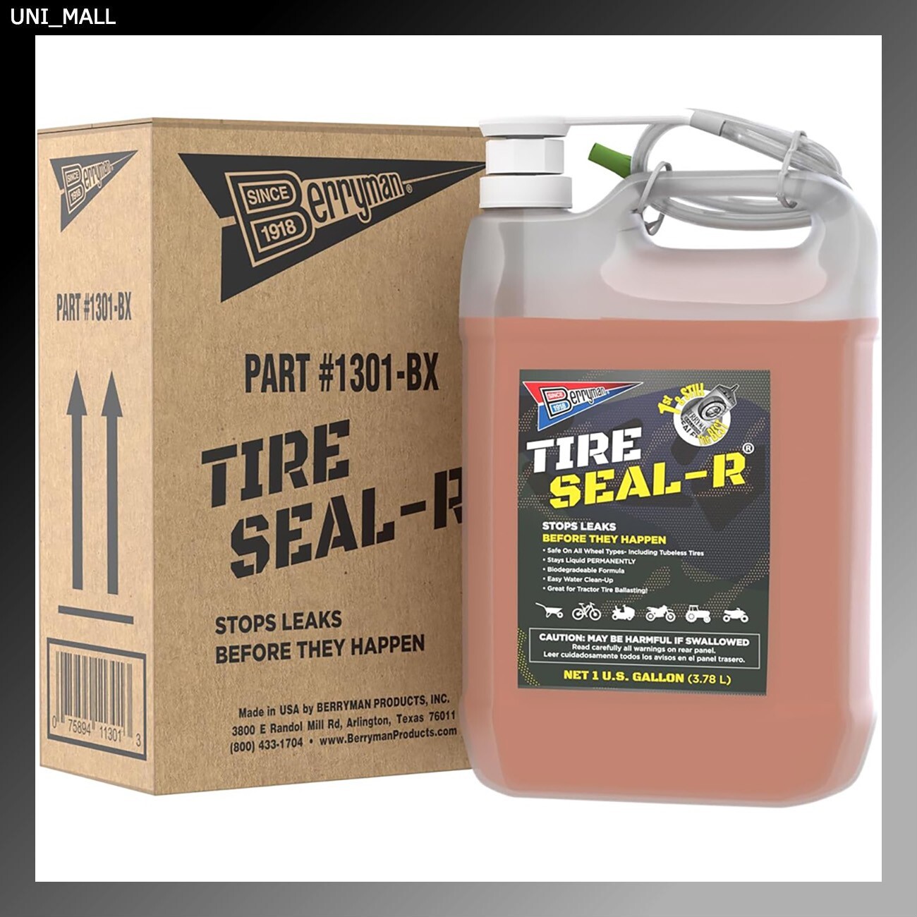 Berryman 1301-BX Seal-R Tire Sealant w/Pump, 1 Gallon