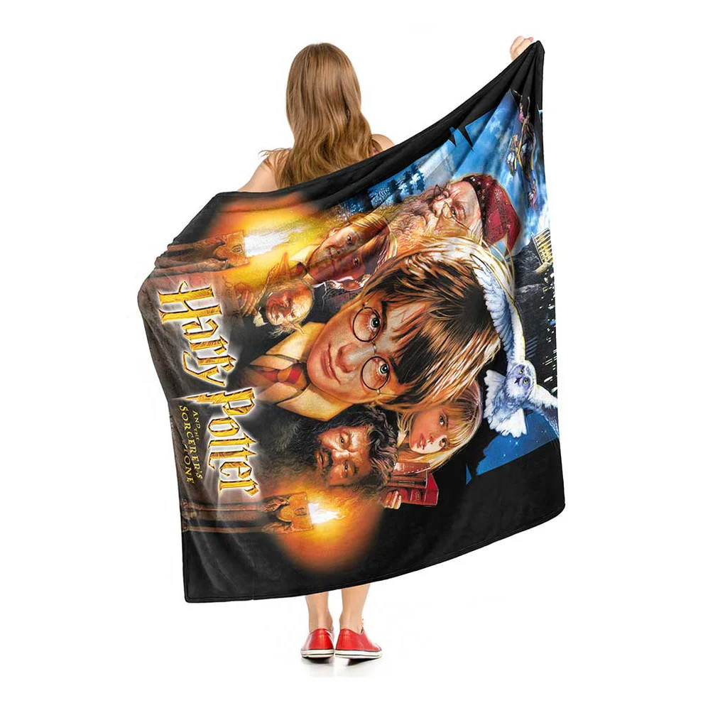 Fantasy Wizard School Magic Stone Flannel Throw Blanket